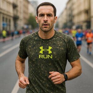 Under Armour Men's RUN Camo Performance Tee — Size Large